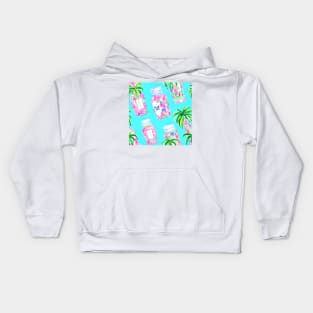 Flying chinoiserie jars on turquoise Kids Hoodie